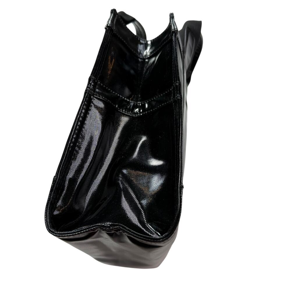 Tory Burch Patent Nylon Tote Bag Big Logo Black - Picture 9 of 16